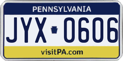 PA license plate JYX0606