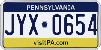PA license plate JYX0654