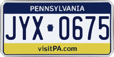 PA license plate JYX0675