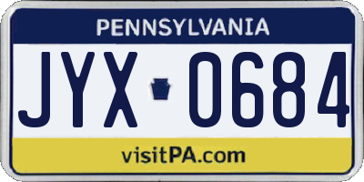 PA license plate JYX0684