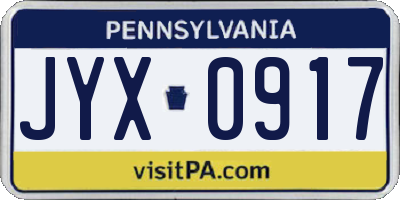 PA license plate JYX0917