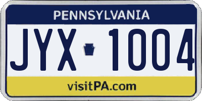 PA license plate JYX1004