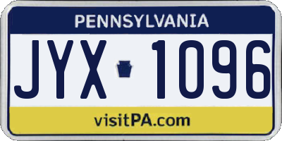 PA license plate JYX1096
