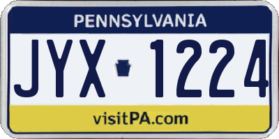 PA license plate JYX1224