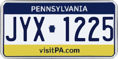 PA license plate JYX1225