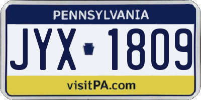 PA license plate JYX1809