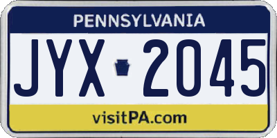 PA license plate JYX2045