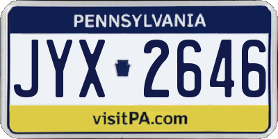 PA license plate JYX2646