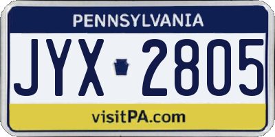 PA license plate JYX2805