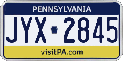 PA license plate JYX2845
