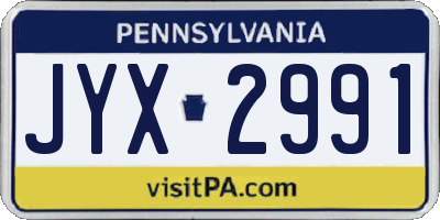 PA license plate JYX2991