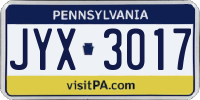 PA license plate JYX3017