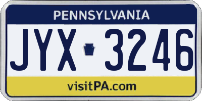 PA license plate JYX3246