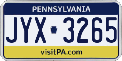 PA license plate JYX3265