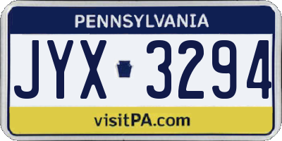 PA license plate JYX3294