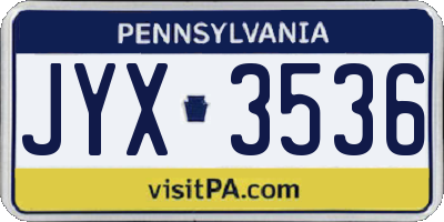 PA license plate JYX3536