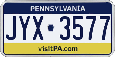 PA license plate JYX3577