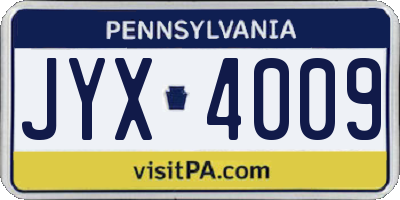 PA license plate JYX4009