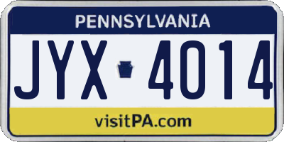 PA license plate JYX4014
