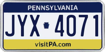 PA license plate JYX4071
