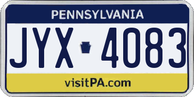 PA license plate JYX4083