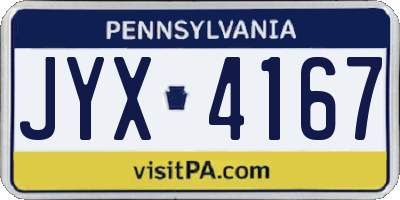 PA license plate JYX4167