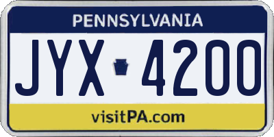 PA license plate JYX4200