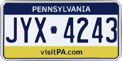 PA license plate JYX4243