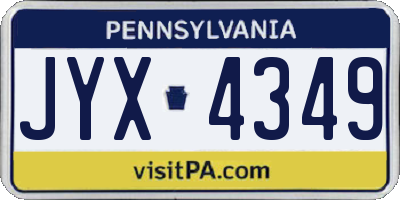 PA license plate JYX4349