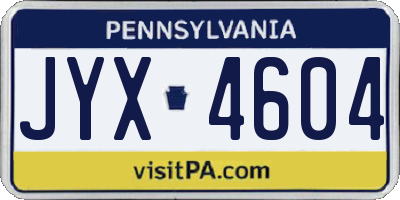 PA license plate JYX4604