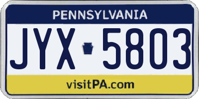 PA license plate JYX5803