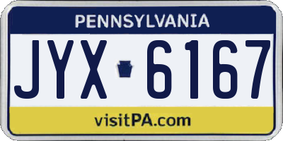 PA license plate JYX6167