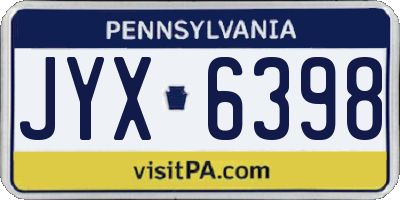 PA license plate JYX6398