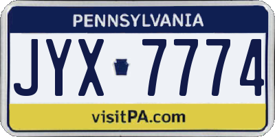 PA license plate JYX7774
