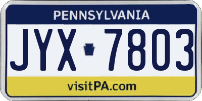 PA license plate JYX7803
