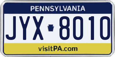 PA license plate JYX8010