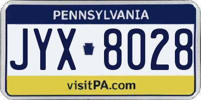 PA license plate JYX8028