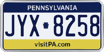PA license plate JYX8258