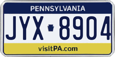 PA license plate JYX8904