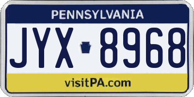 PA license plate JYX8968
