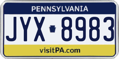 PA license plate JYX8983