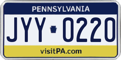 PA license plate JYY0220