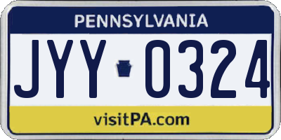 PA license plate JYY0324