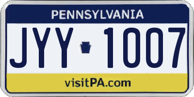 PA license plate JYY1007