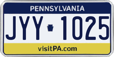 PA license plate JYY1025