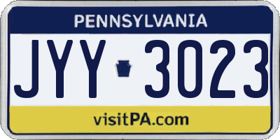 PA license plate JYY3023