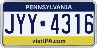 PA license plate JYY4316