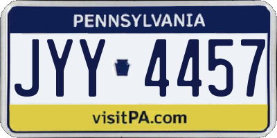 PA license plate JYY4457