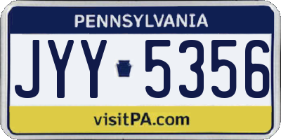 PA license plate JYY5356