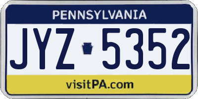 PA license plate JYZ5352
